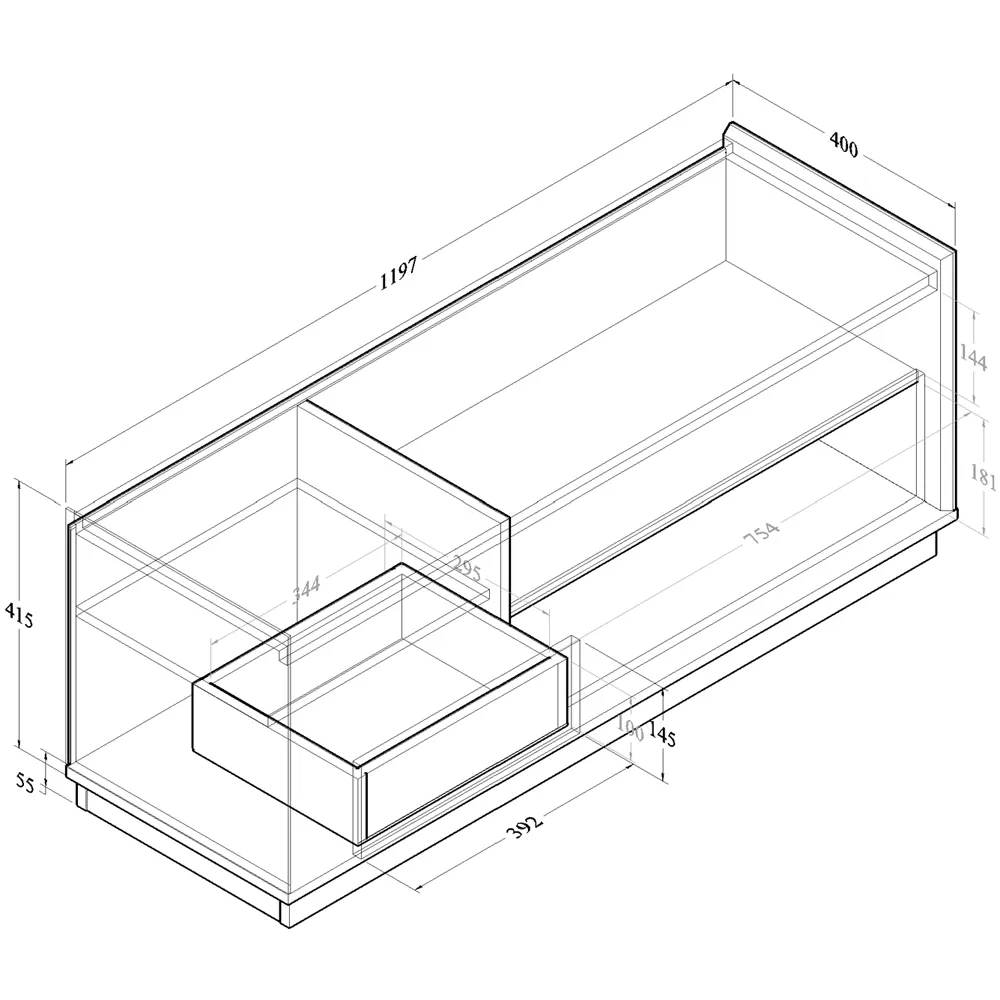 Yucca Single Drawer Single Shelf TV Unit - Black, Wenge