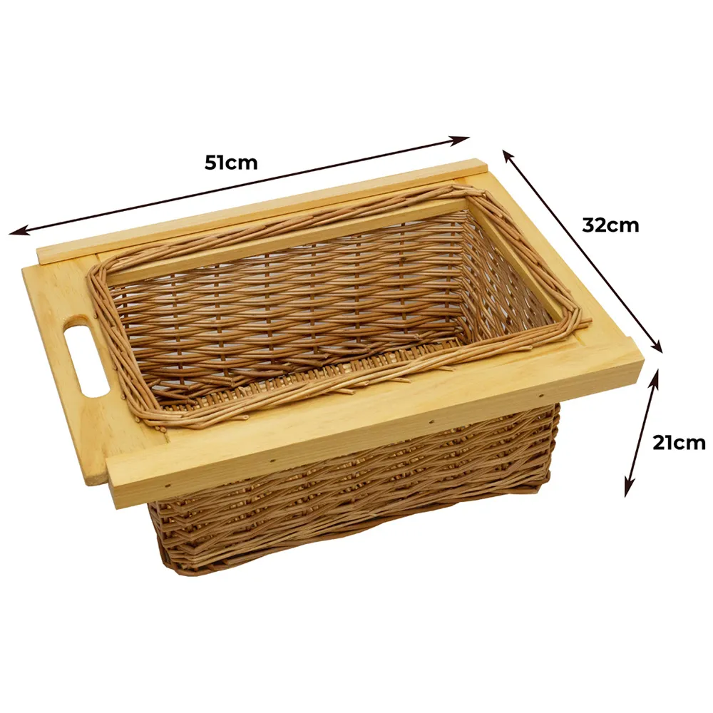 Beech and Rattan Kitchen Basket 3 Pack - Brown