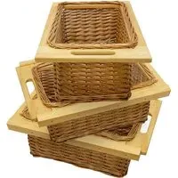 Beech and Rattan Kitchen Basket 3 Pack - Brown