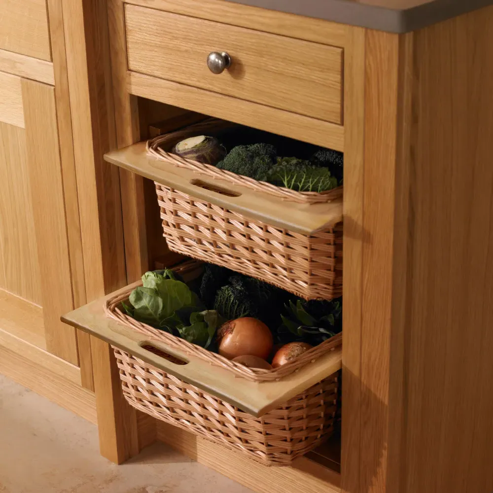 Beech and Rattan Kitchen Basket 3 Pack - Brown