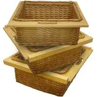 Beech and Rattan Kitchen Basket 3 Pack - Brown
