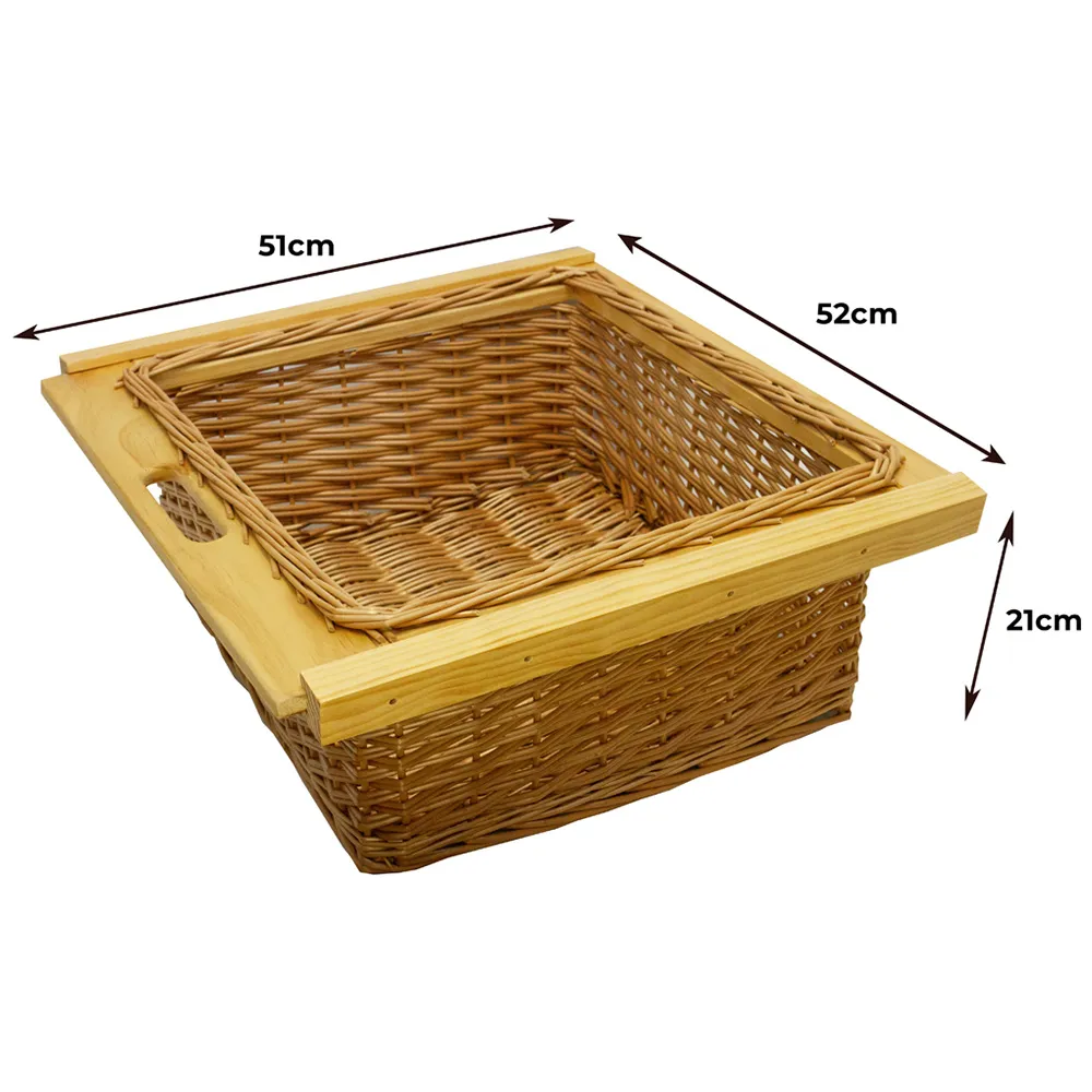 Pull Out Kitchen Basket - Brown, Beech and Rattan