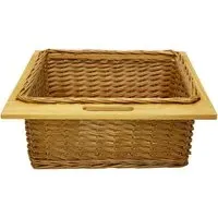 Pull Out Kitchen Basket - Brown, Beech and Rattan