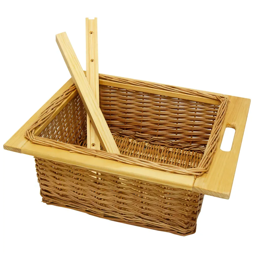 Pull Out Kitchen Basket - Brown, Beech and Rattan