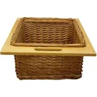 Pull Out Kitchen Basket - Brown, Beech and Rattan