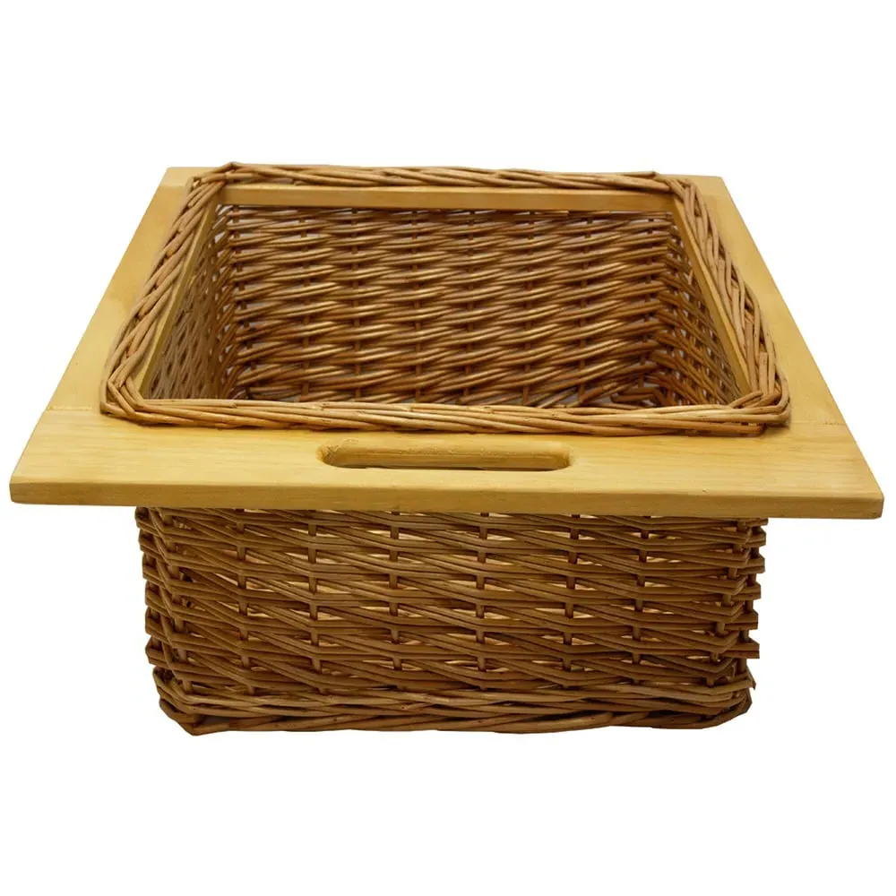 Pull Out Kitchen Basket - Brown, Beech and Rattan image