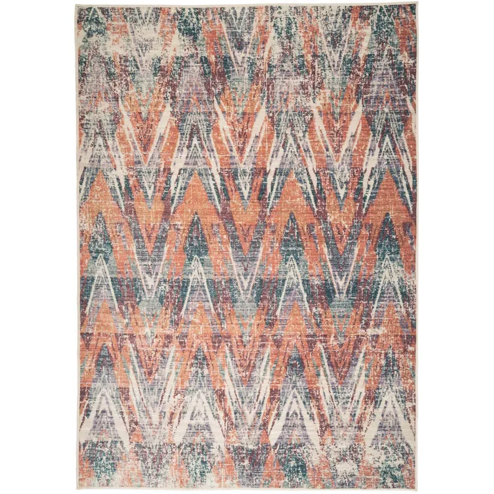 Abstract Soft Chenille Washable Rug - Beige, Multicolour image