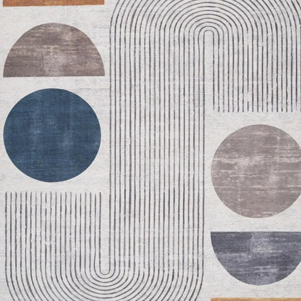 Abstract Wabi Sabi Washable Rug 200x290cm - Cream Beige