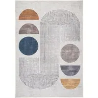 Abstract Wabi Sabi Washable Rug 200x290cm - Cream Beige
