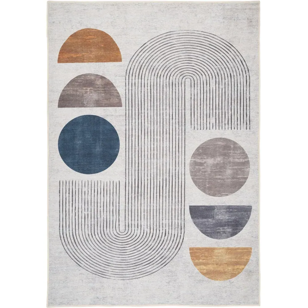 Abstract Wabi Sabi Washable Rug 200x290cm - Cream Beige