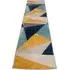 Blue and Ochre Bold Geometric Rug - Blue, Polypropylene