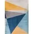 Blue and Ochre Bold Geometric Rug - Grey, Polypropylene