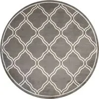 Bordered Geometric Trellis Rug 120cm - Grey