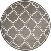 Bordered Geometric Trellis Rug 160cm - Grey