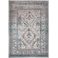 Bordered Medallion Washable Rug - Beige Grey