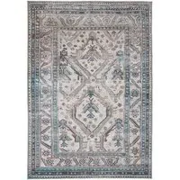 Bordered Medallion Washable Rug - Beige Grey