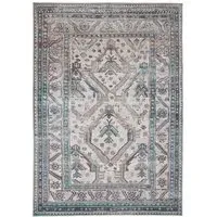 Bordered Medallion Washable Rug - Beige Grey