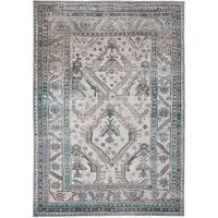 Bordered Medallion Washable Rug - Beige Grey