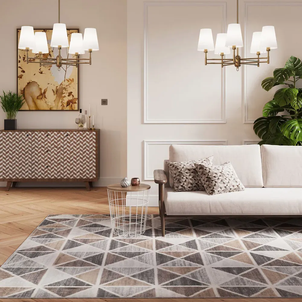Diamond Geometric Rug - Neutral, Polypropylene