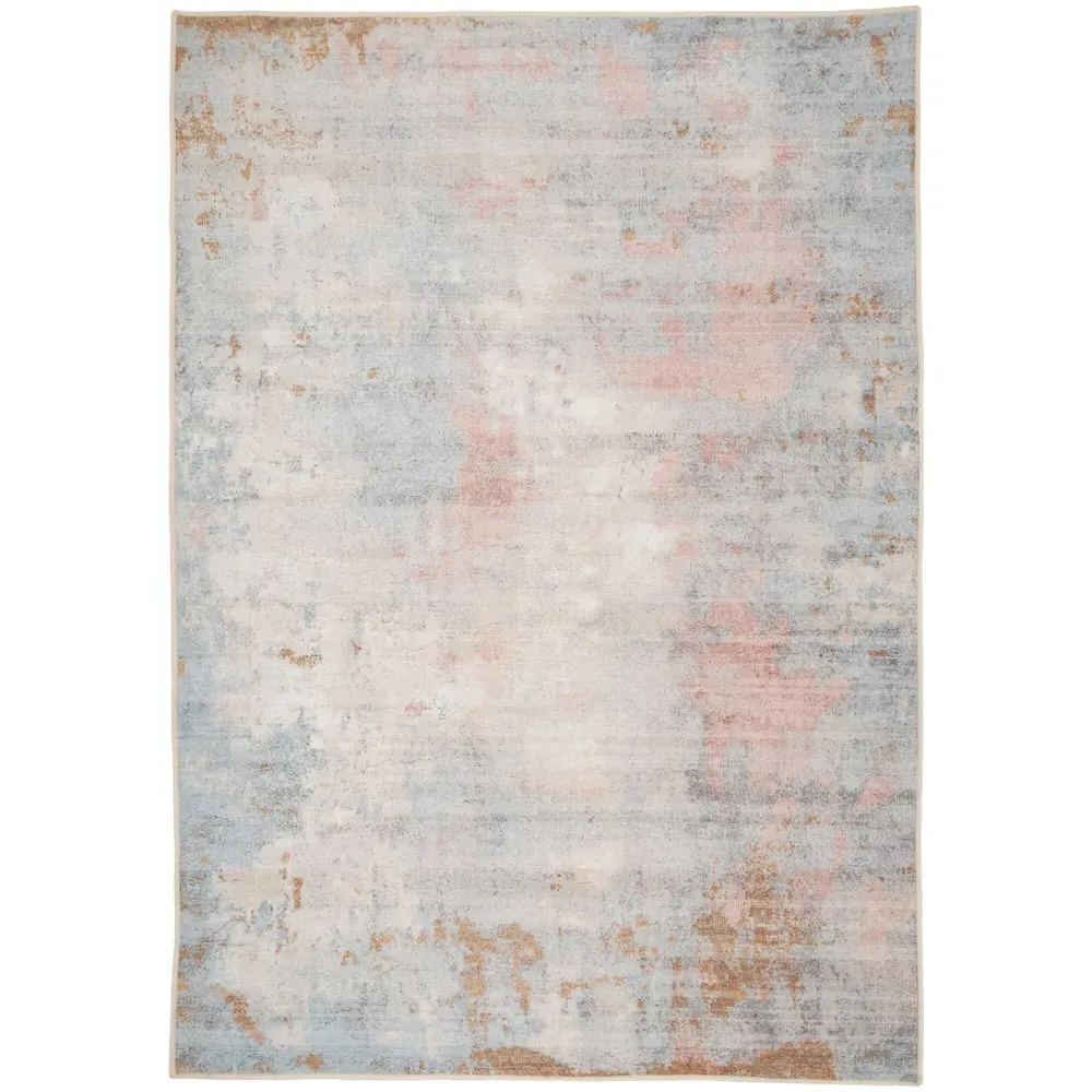 Distressed Abstract Area Rug Washable - Beige