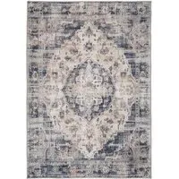 Distressed Medallion Washable Rug - Beige Blue
