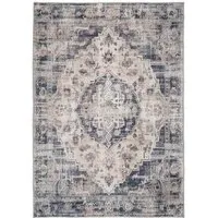 Distressed Medallion Washable Rug - Beige Blue