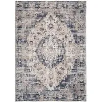 Distressed Medallion Washable Rug - Beige Blue