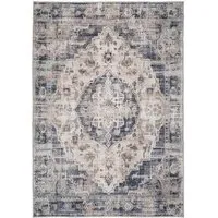 Distressed Medallion Washable Rug - Beige Blue