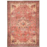 Distressed Persian Inspired Washable Rug - Gold Coral