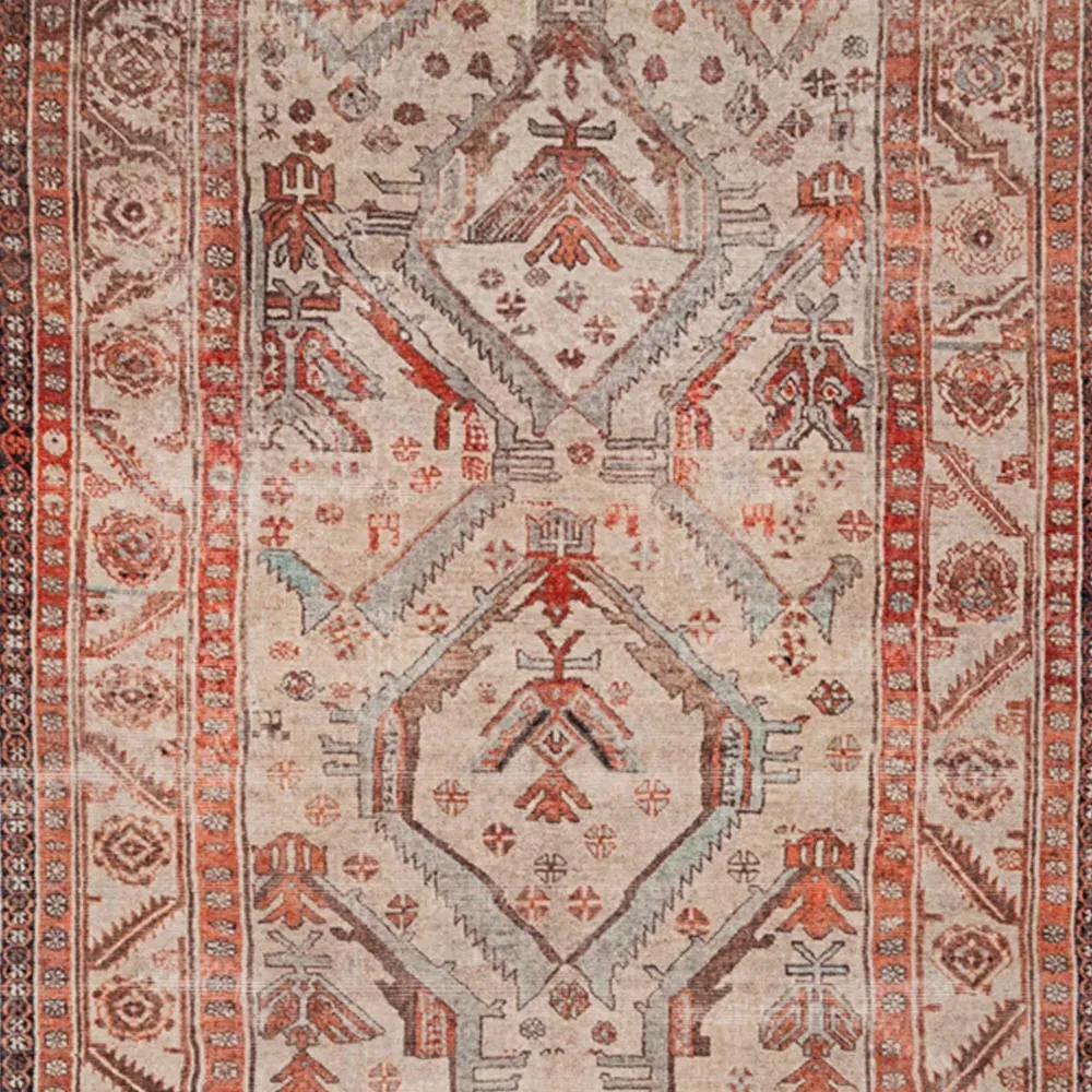 Distressed Rug Washable - Terracotta