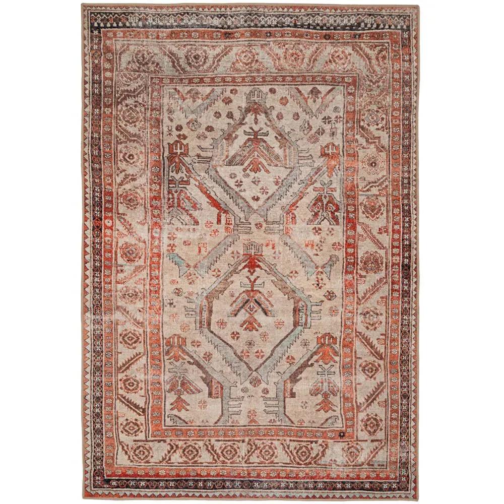 Distressed Rug Washable - Terracotta image