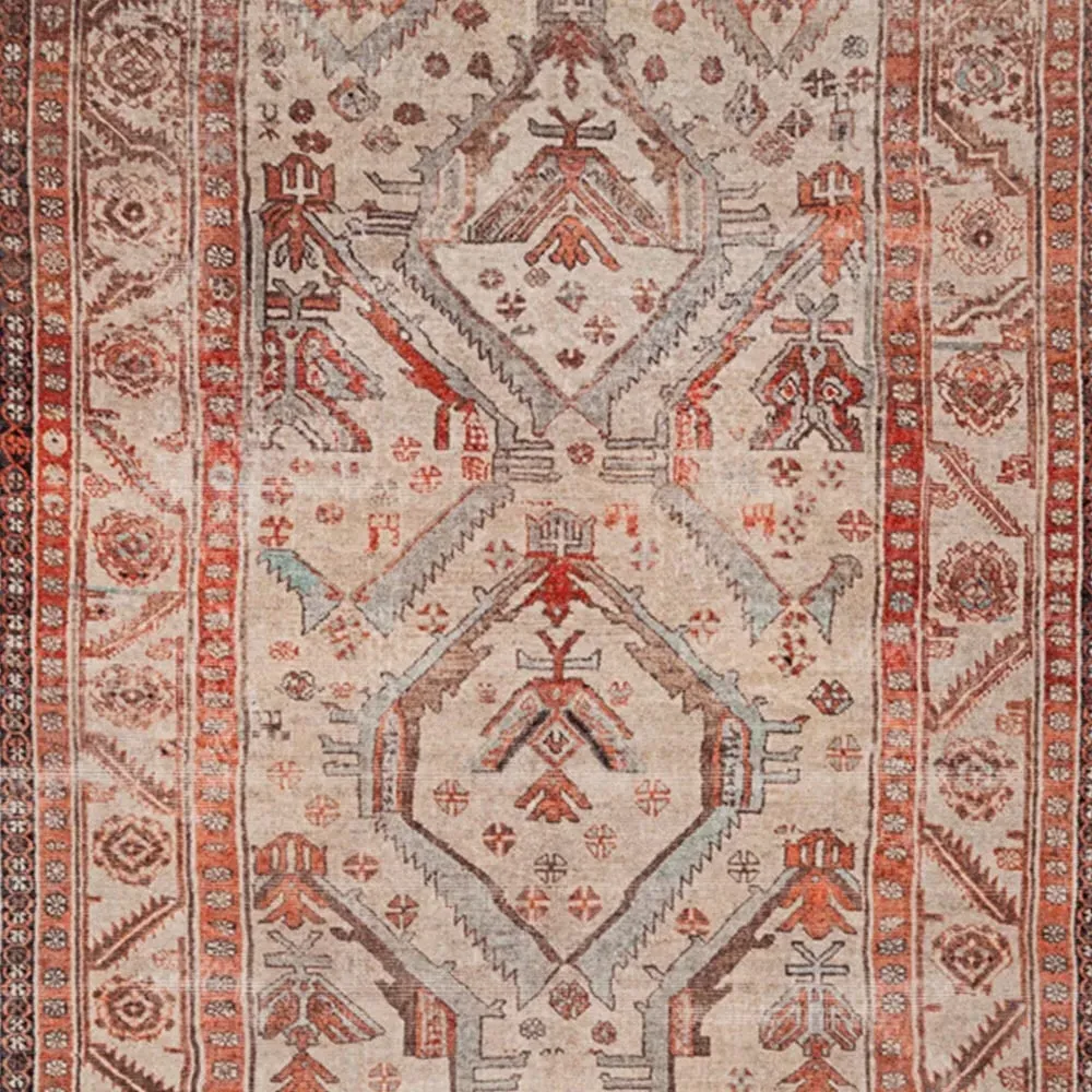 Distressed Rug Washable - Terracotta