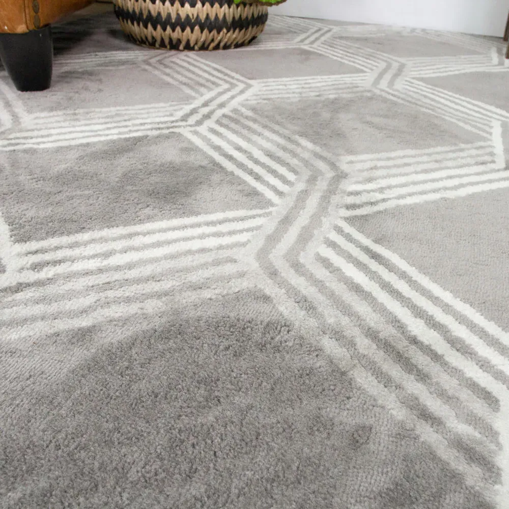 Geometric Rug 240x60cm - Grey, Polypropylene