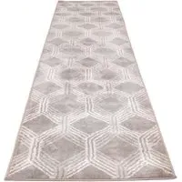 Geometric Rug 240x60cm - Grey, Polypropylene