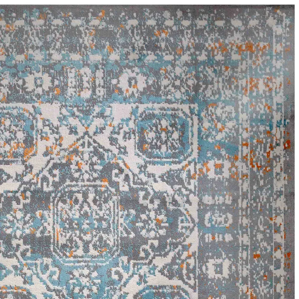 Medallion Bordered Rug - Blue