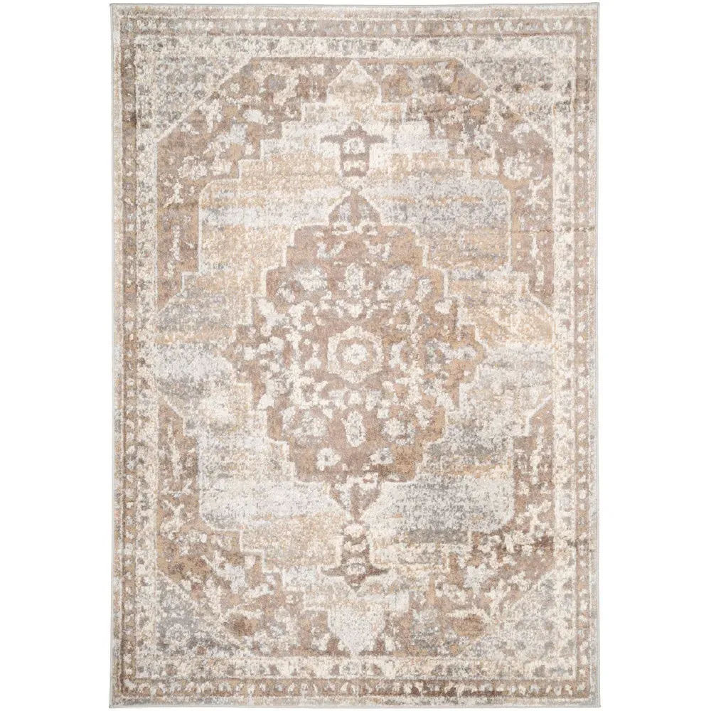 Medallion Rug 150 x 80cm - Grey, Polypropylene