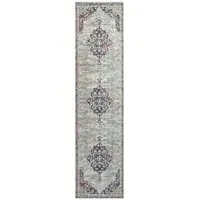 Multicolour Medallion Runner Rug 240 x 60cm - Grey, Polypropylene