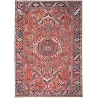 Persian Inspired Washable Rug - Terracotta Red