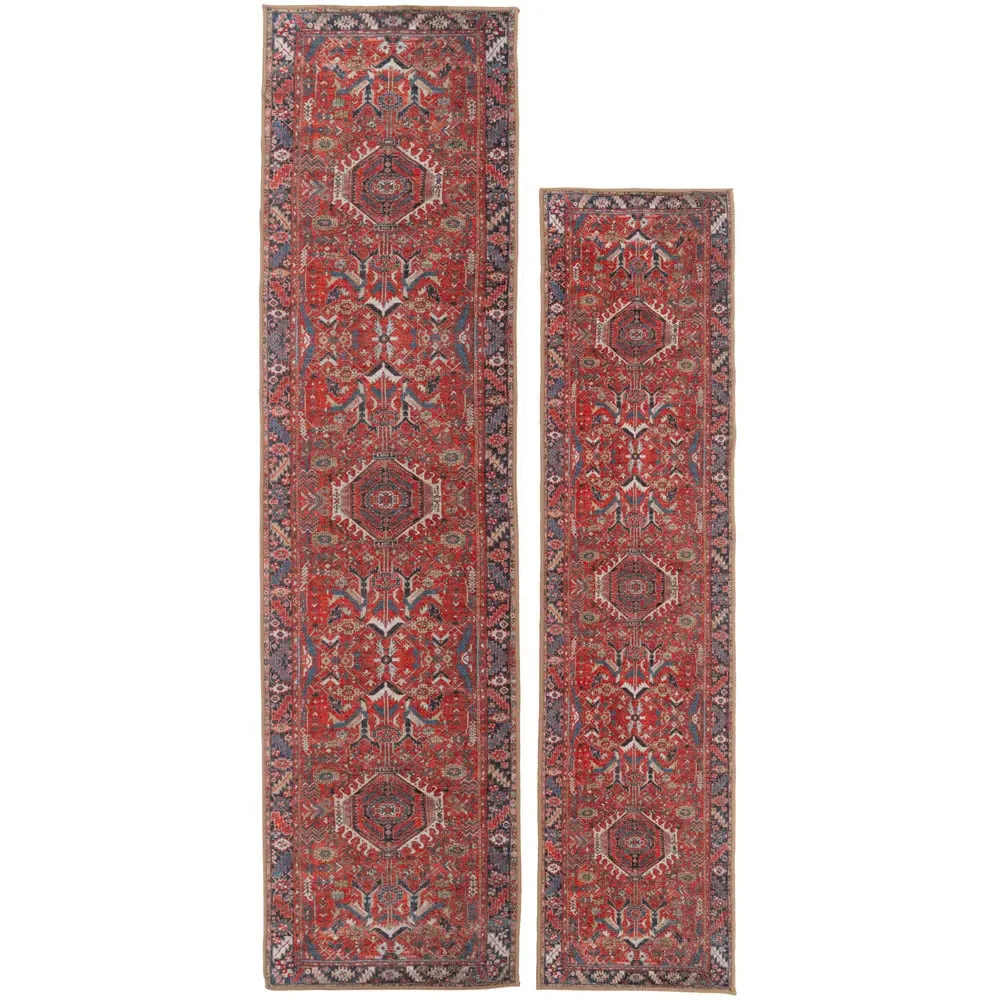Persian Inspired Washable Rug - Terracotta Red