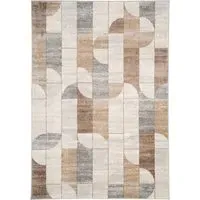 Retro Geometric Rug - Beige, Polypropylene
