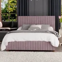 Estella Double Ottoman Bed with Storage - Blush, Velvet