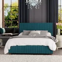 Estella Double Ottoman Bed with Storage - Emerald, Velvet