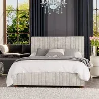 Estella Single Ottoman Bed with Storage - Cream, Velvet