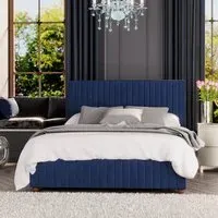 Estella Single Ottoman Bed with Storage - Navy, Velvet
