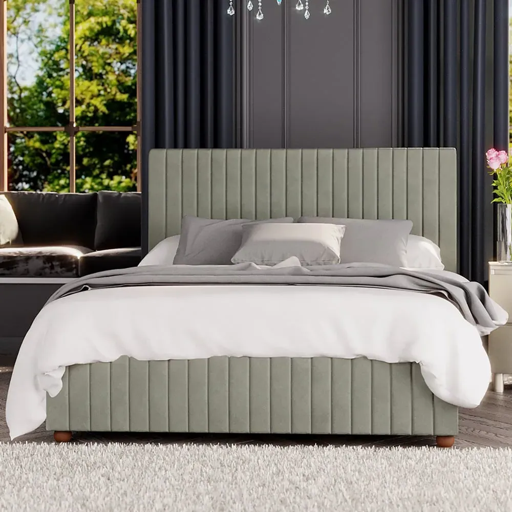 Estella Small Double Ottoman Bed with Storage - Duck Egg, Velvet