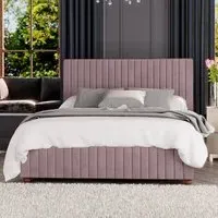 Estella Super King Size Ottoman Bed with Storage - Blush, Velvet