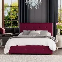 Hesper Double Ottoman Bed with Storage - Berry, Velvet