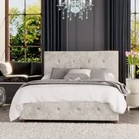 Hesper Double Ottoman Bed with Storage - Pearl, Velvet