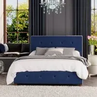 Hesper Super King Size Ottoman Bed with Storage - Navy, Velvet