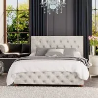 Luna Super King Ottoman Bed with Storage - Pearl, Velvet